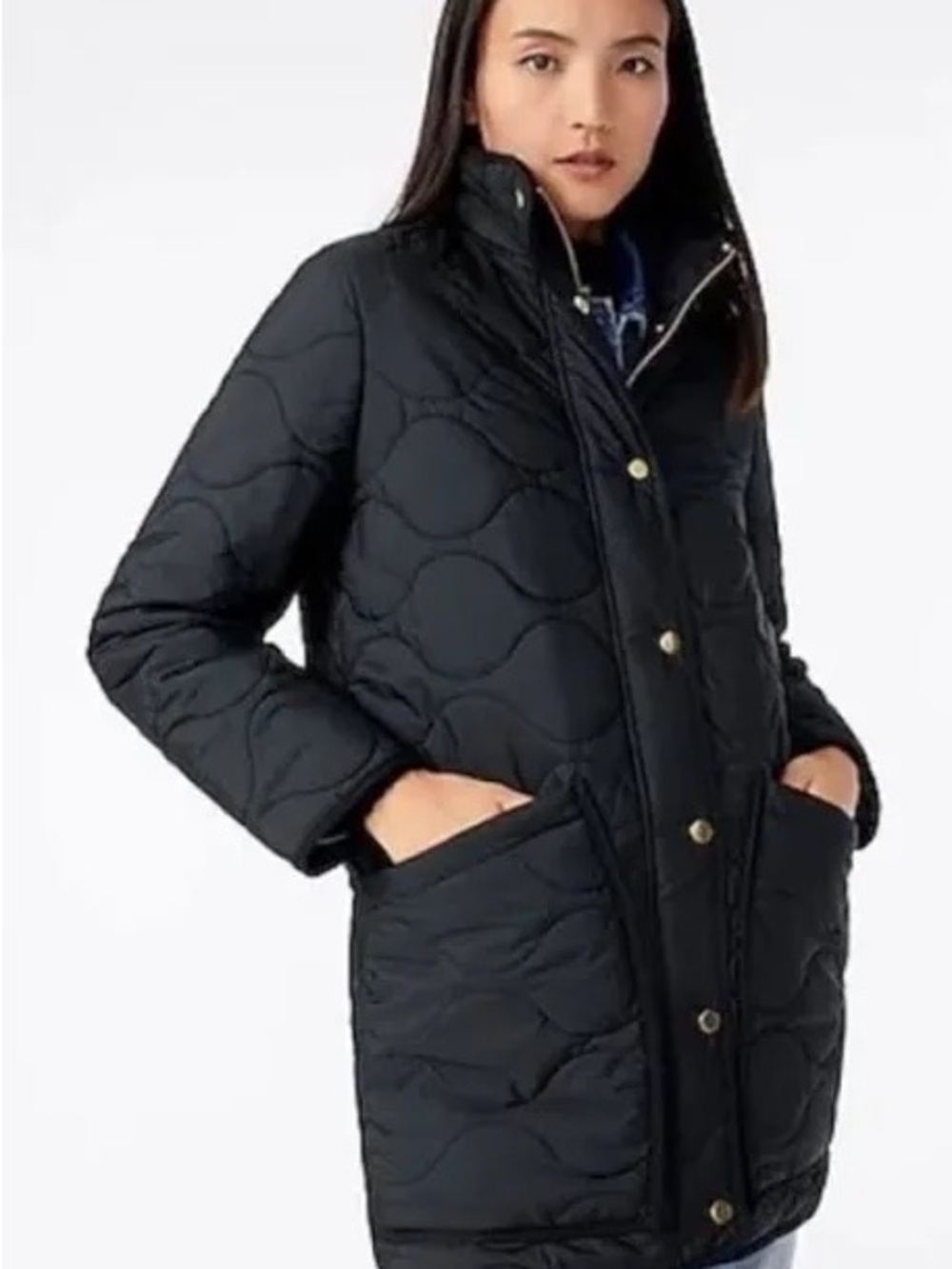 J.Crew Petite Quilted Cocoon Puffer with PrimaLoft in Black